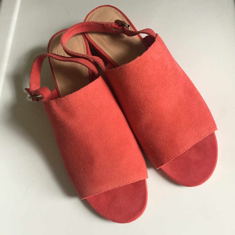 salmon colored heeled sandals